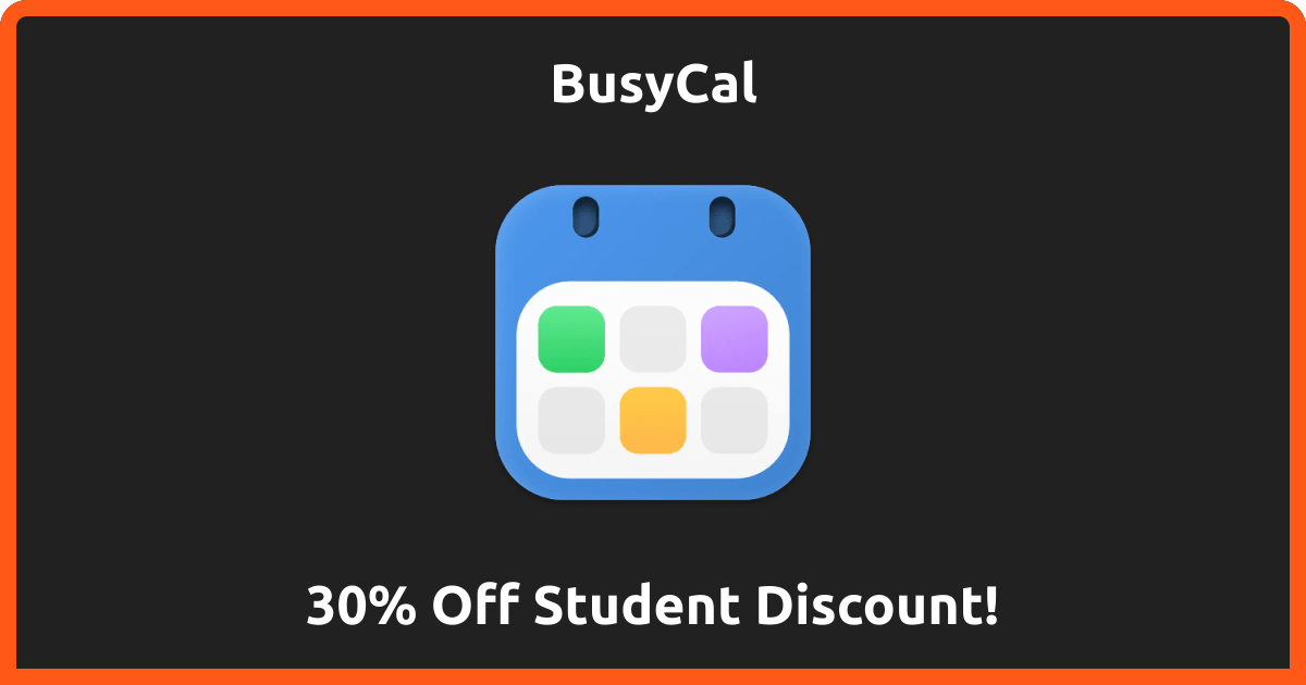 30% Off | BusyCal Student Discount | July 2026